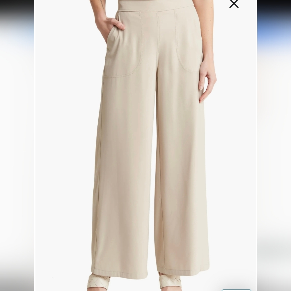 Max Studio Tan Wide Leg Linen Blend Pants NWT Size XS